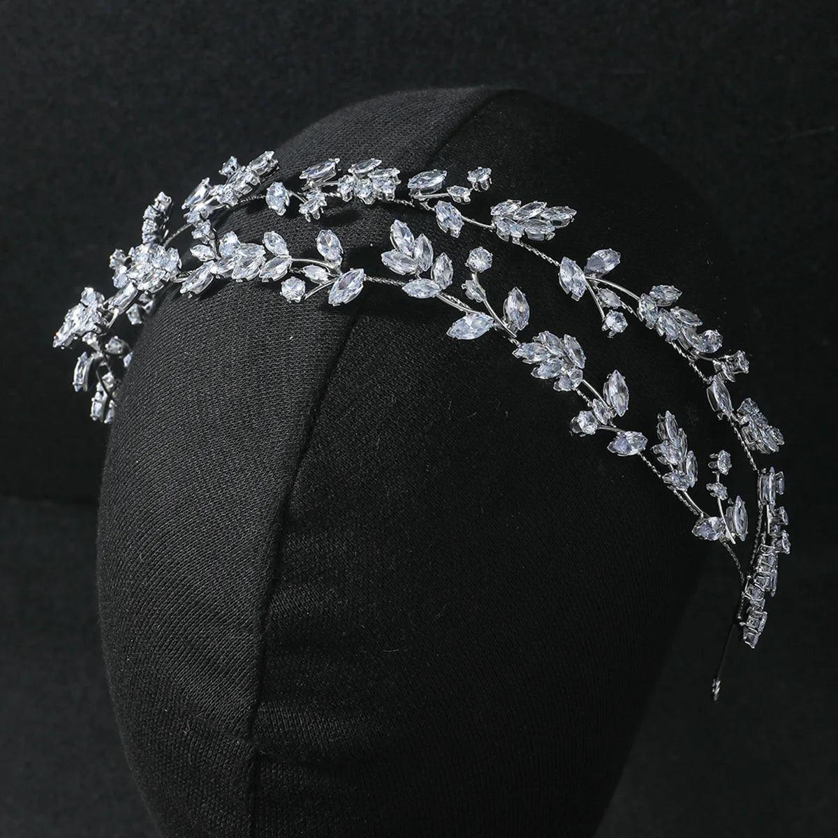Bridal Headband Wedding Headdress Cubic Zirconia Princess Bride Tiaras Crowns Women Birthday Party Prom Hair Jewelry Hairband