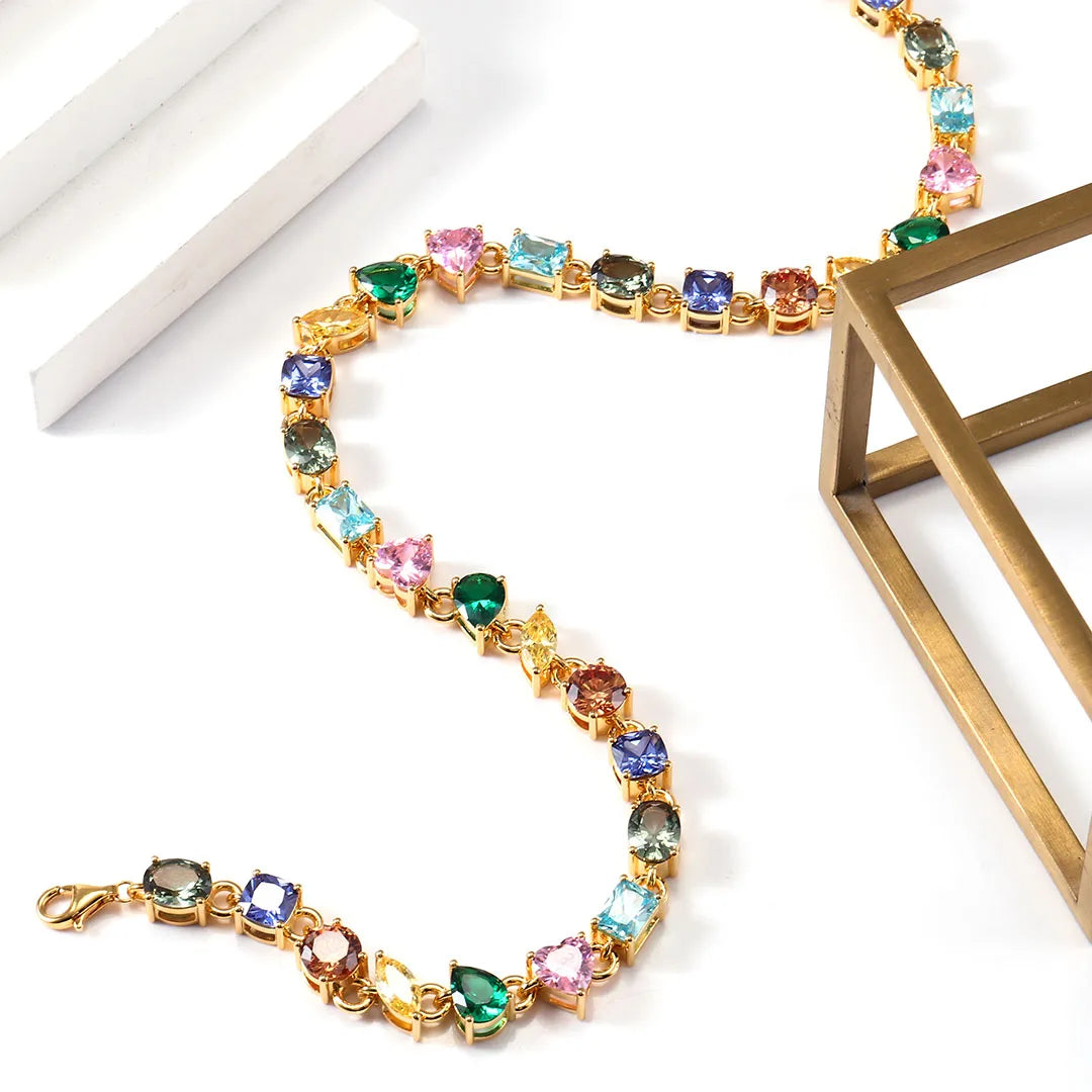 925 Sterling Silver Colorful Lab Sapphire Gemstone Necklace Custom Chain Jewelry for Women | Birthday & Anniversary Gift