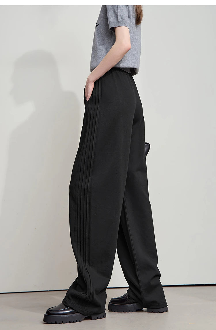Minimalist Cotton Knit Wide Leg Pants – Loose Casual Trousers for Women