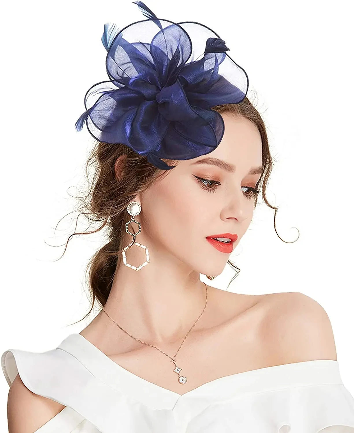 Fascinator Hats for Women  -  Feather Headwear for Tea Parties, Kentucky Derby, Weddings & Church Events
