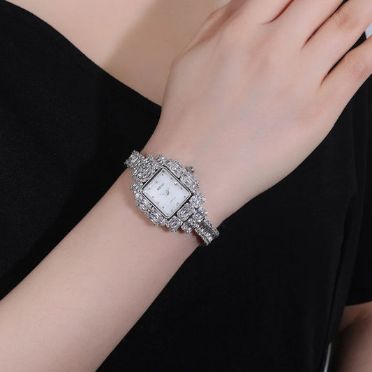 17cm Women's Luxury Watch | Full Crystal AAA Cubic Zirconia Bracelet Watch | Waterproof Japan Movement | Elegant Wedding & Party Jewelry - HER SHOP - HER SHOP