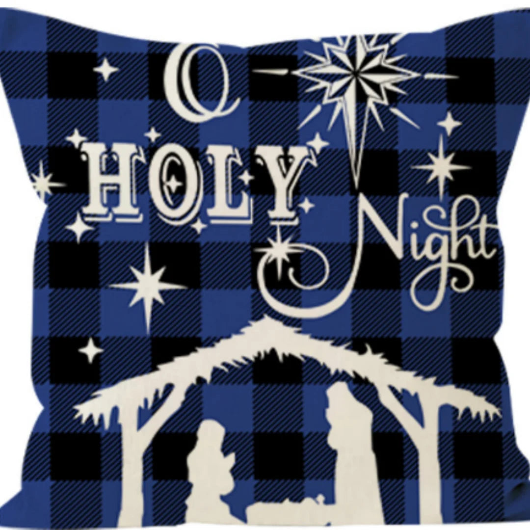 45cm White Blue Christmas Cushion Cover Printed Words Pillowcase 2025 Christmas for Home Ornament Xmas New Year Christmas Decor