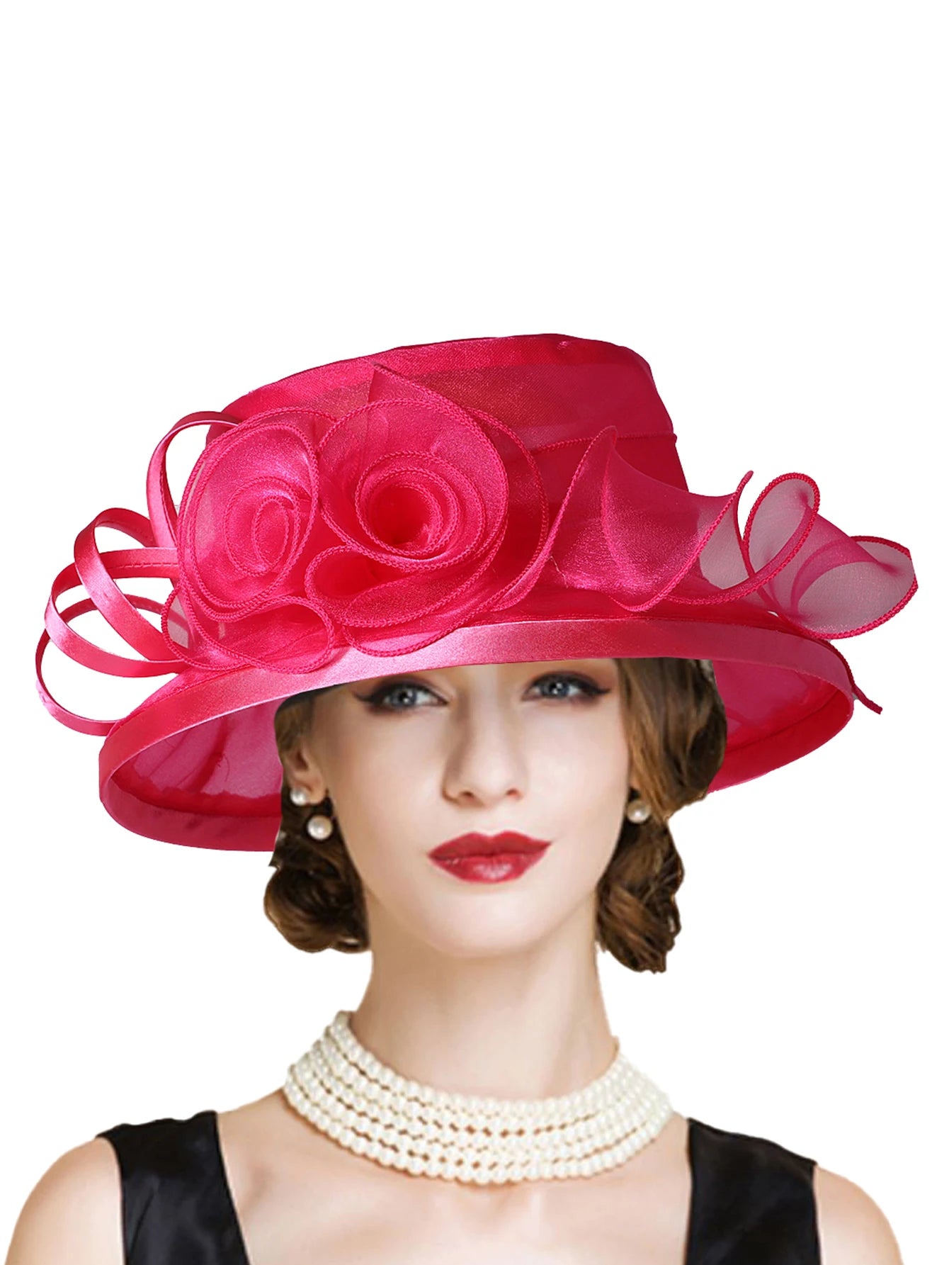 Elegant Flat Top Sun Visor Hats For Women Flower Elegant Wedding Bridal Tea Party Millinery UV Protection Derby Cap Female Hat