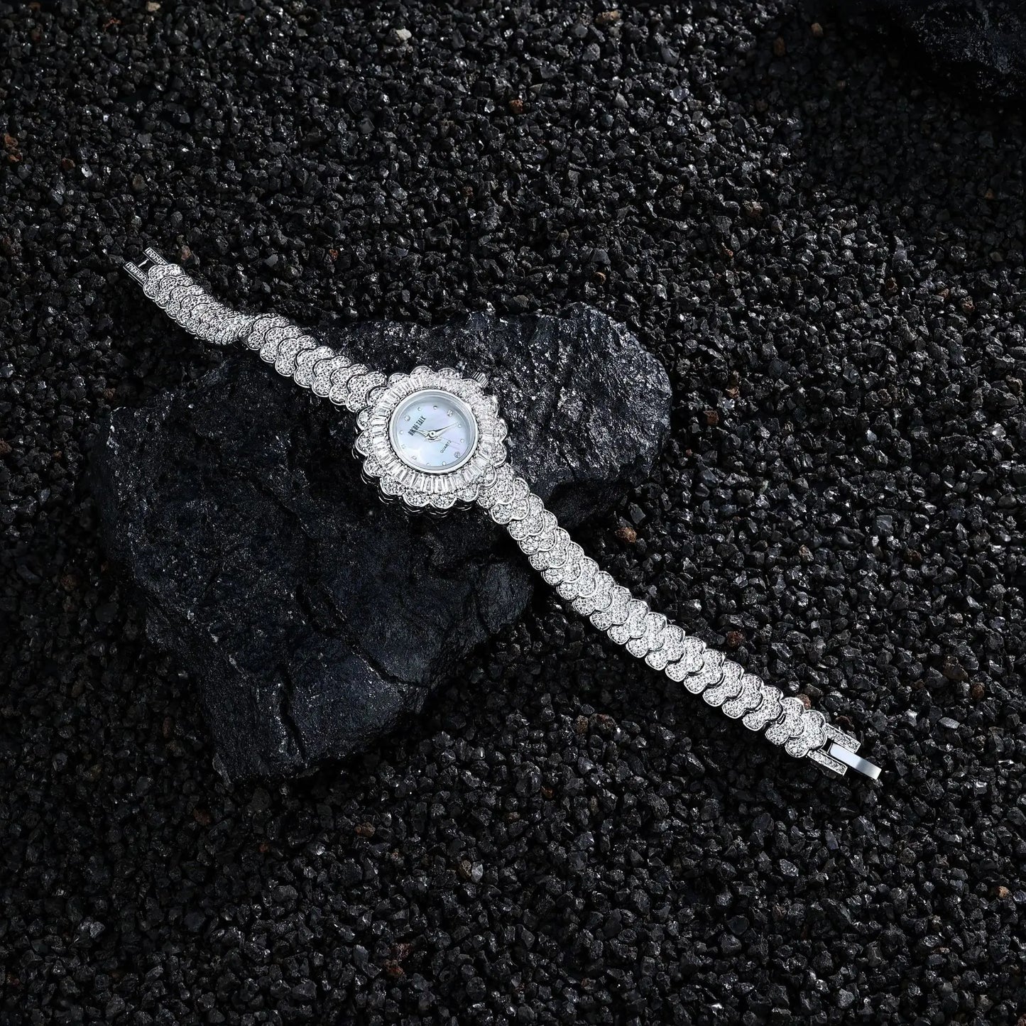 HER JEWELIFE 19cm Length Watch for Women AAA Cubic Zircon Full Crystal Watch for Wedding Party Jewelry Japan Movement Waterproof