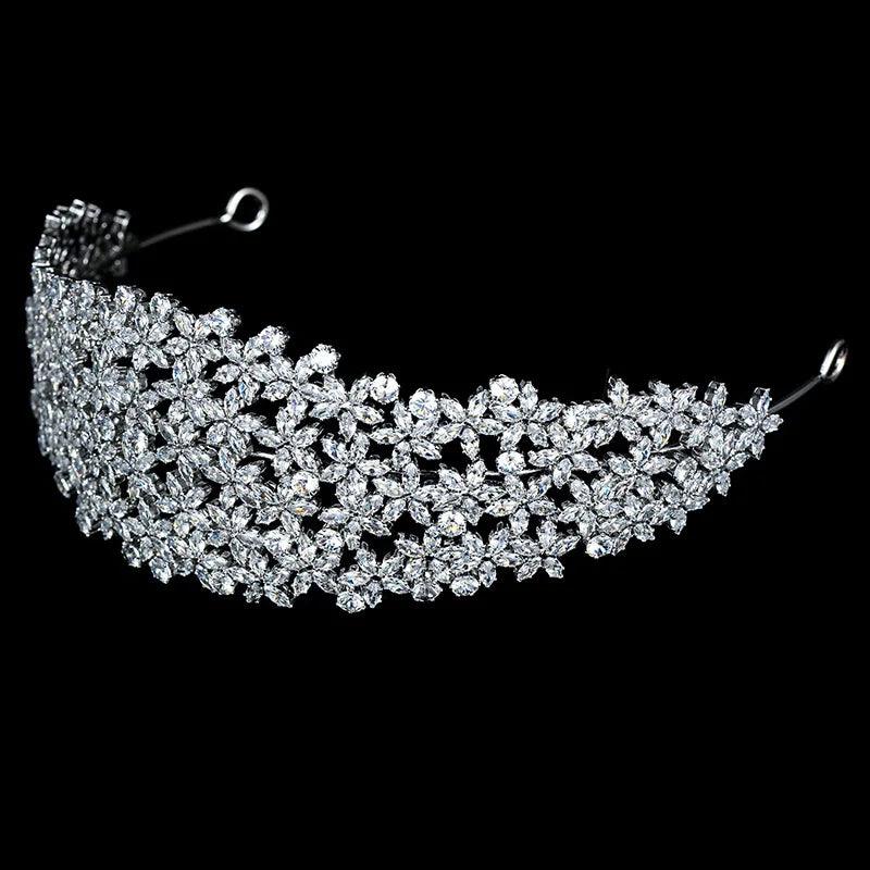 Bridal Headband Wedding Headdress Cubic Zirconia Princess Bride Tiaras Crowns Women Birthday Party Prom Hair Jewelry Hairband
