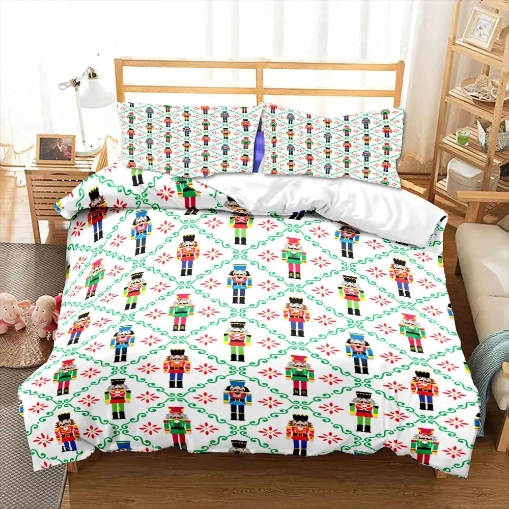 Nutcracker Cartoon Duvet Cover Merry Christmas Navidad Gifts Child Bedroom Decoration Women Men Cartoon Royal Guarder Queen Size