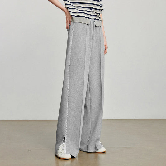 Casual Knit Straight Pants – Elastic Waist Autumn Trousers for Women - HER SHOP
