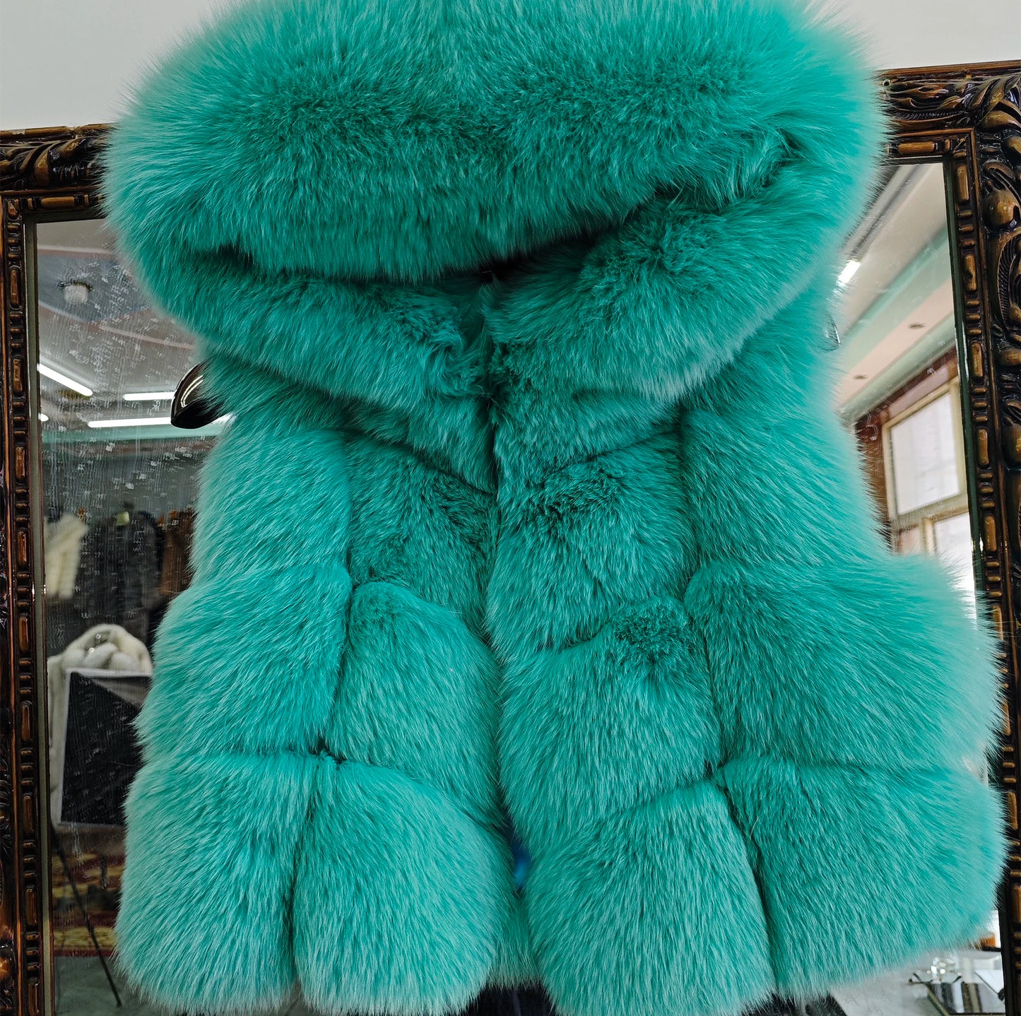 Real Fox Fur Vest Women's Genuine Silver Fox Short Jacket Sleeveless Hooded Fashion Casual Coats