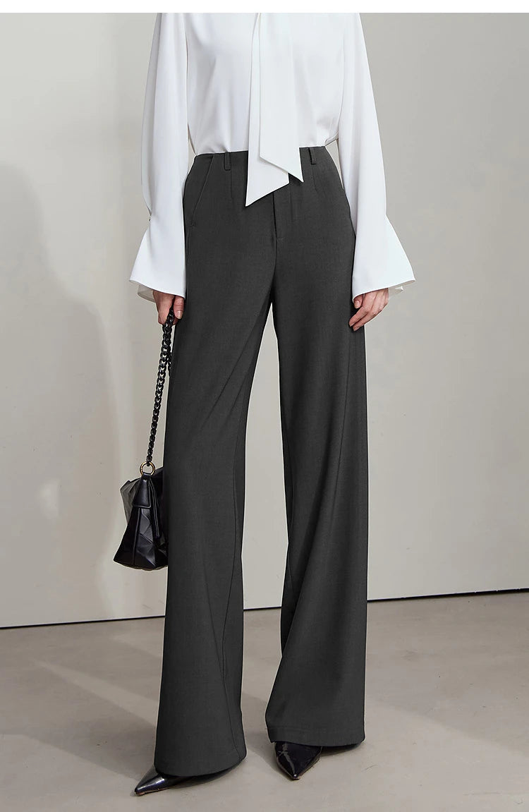 Elegant Minimalist Office Wide Leg Pants – Women’s Luxury Casual Loose Straight Trousers 2025 New Collection