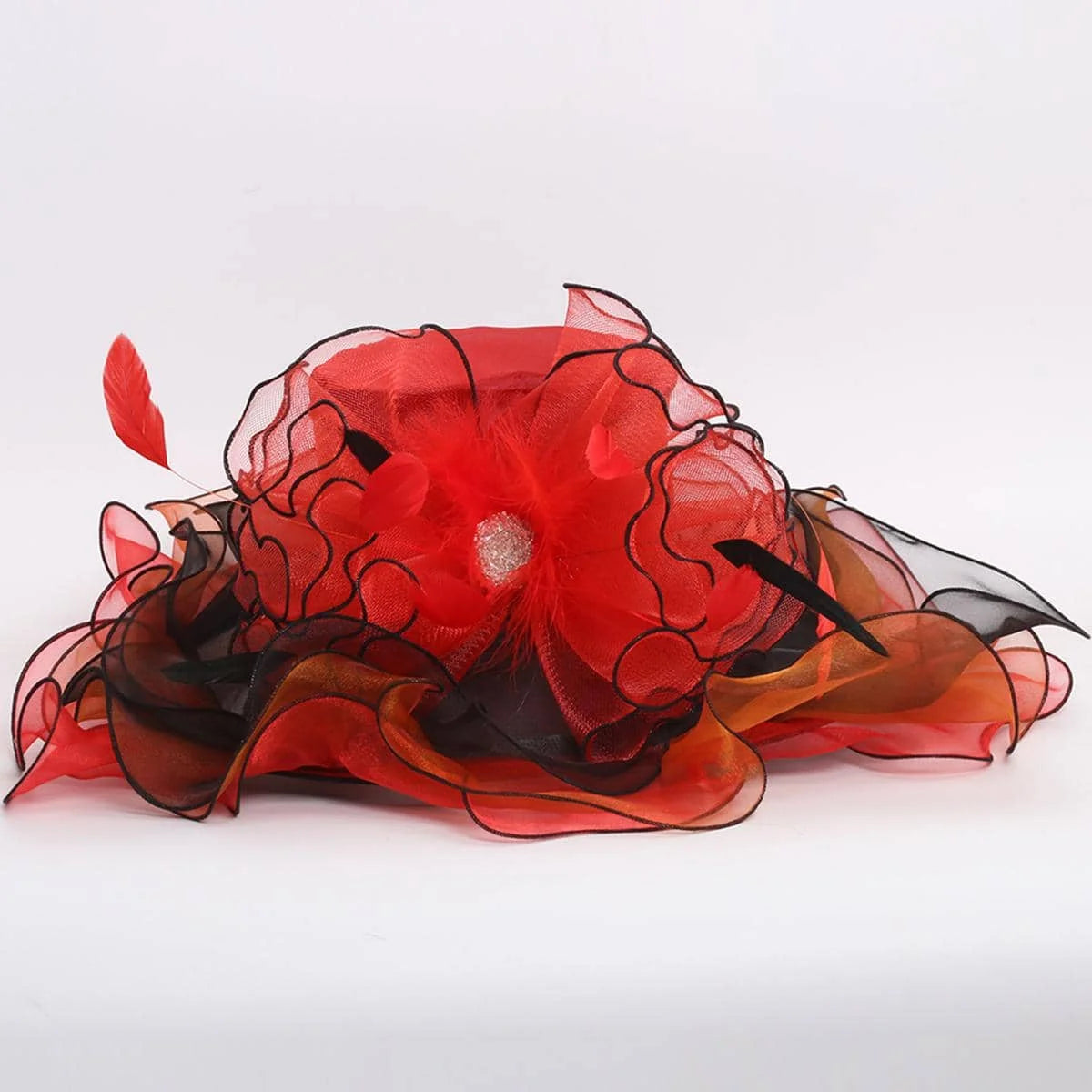 Organza Kentucky Derby Fascinators Hat For Women Ladies Wide Brim Flowers Elegant Wedding Bride Church Party Fedoras Sun Hats