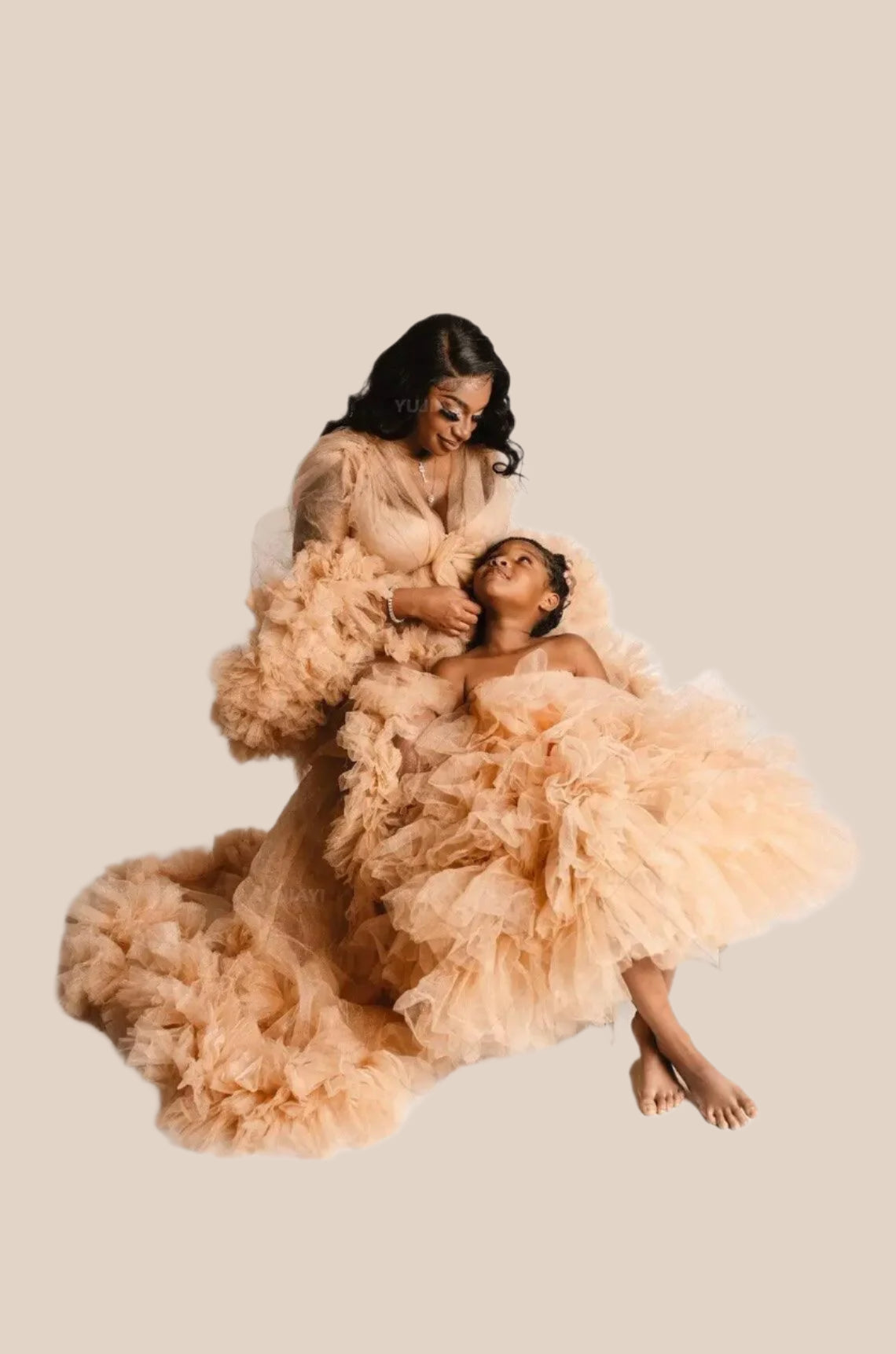 Mummy and Daughter Fluffy Tulle Gown for Photoshoot