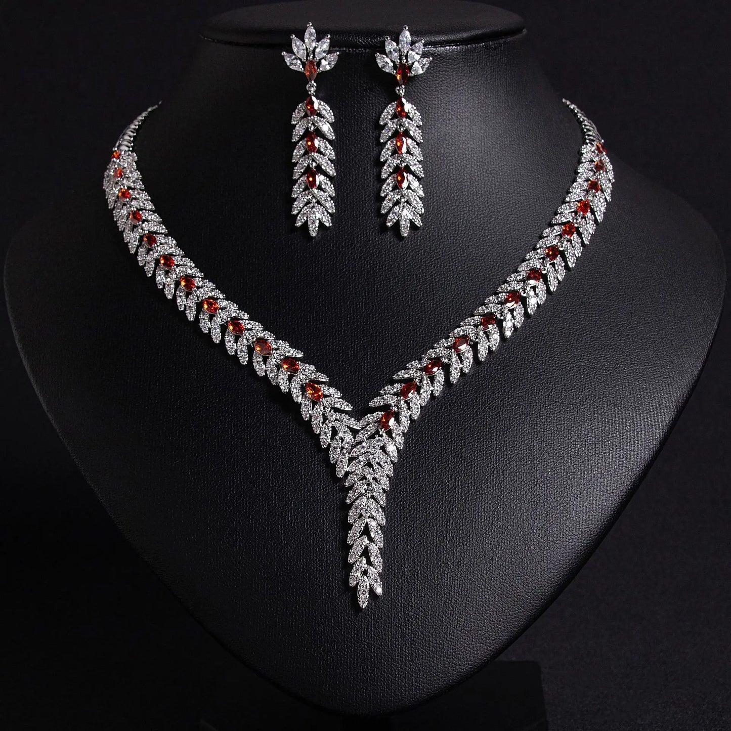 Cubic Zirconia Luxury Women's Jewelry Set – Necklace & Earrings for Wedding, Party, or Holiday Gift