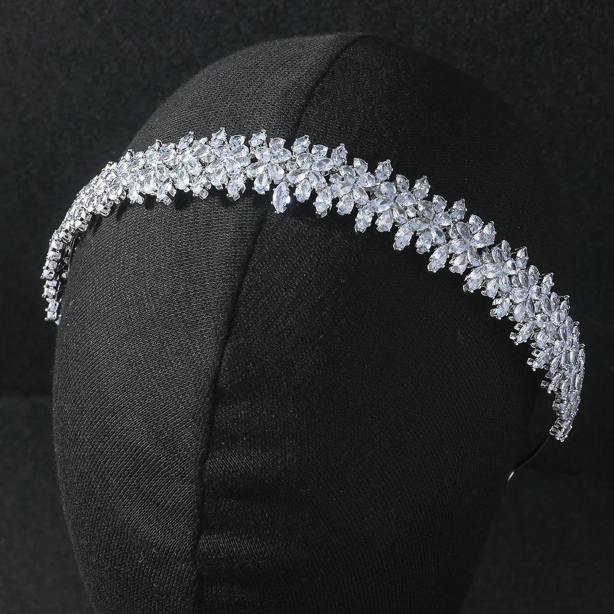 Bridal Headband Wedding Headdress Cubic Zirconia Princess Bride Tiaras Crowns Women Birthday Party Prom Hair Jewelry Hairband