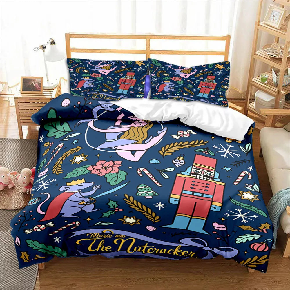 Nutcracker Cartoon Duvet Cover Merry Christmas Navidad Gifts Child Bedroom Decoration Women Men Cartoon Royal Guarder Queen Size