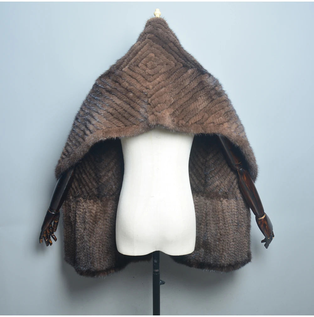 Luxury Real Mink Fur Shawl – 100% Natural Mink Fur Scarf & Poncho for Women