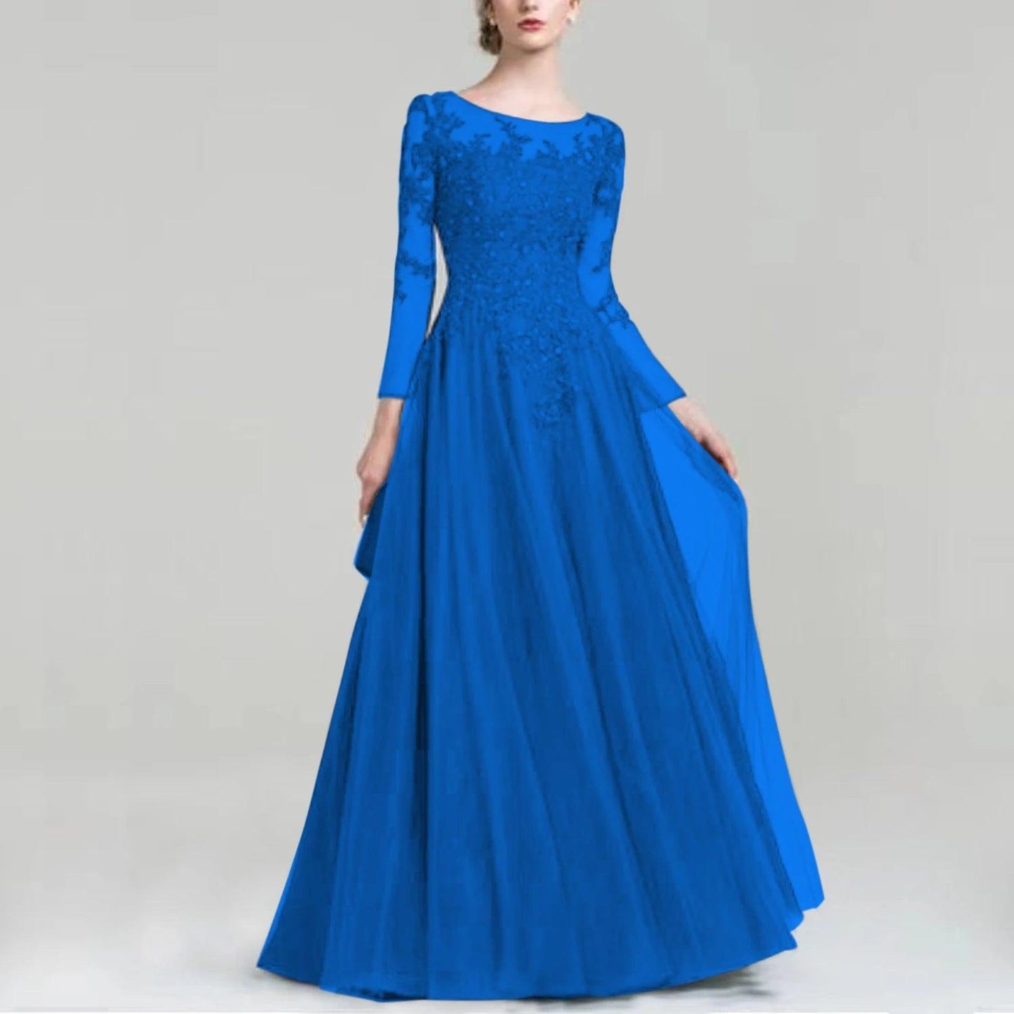Tulle Scoop Neck Mother of Bride Dress with Sequins