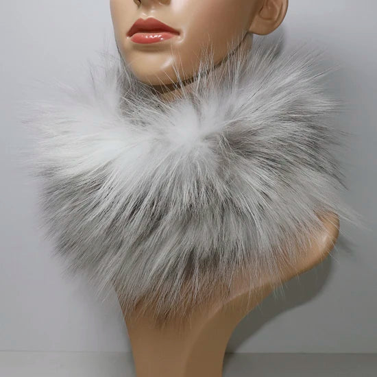 Women's Real Fox Fur Ring Scarf & Headband– Luxury Winter Neck Warmer Muffler, 100% Natural Fur with Good Elastic