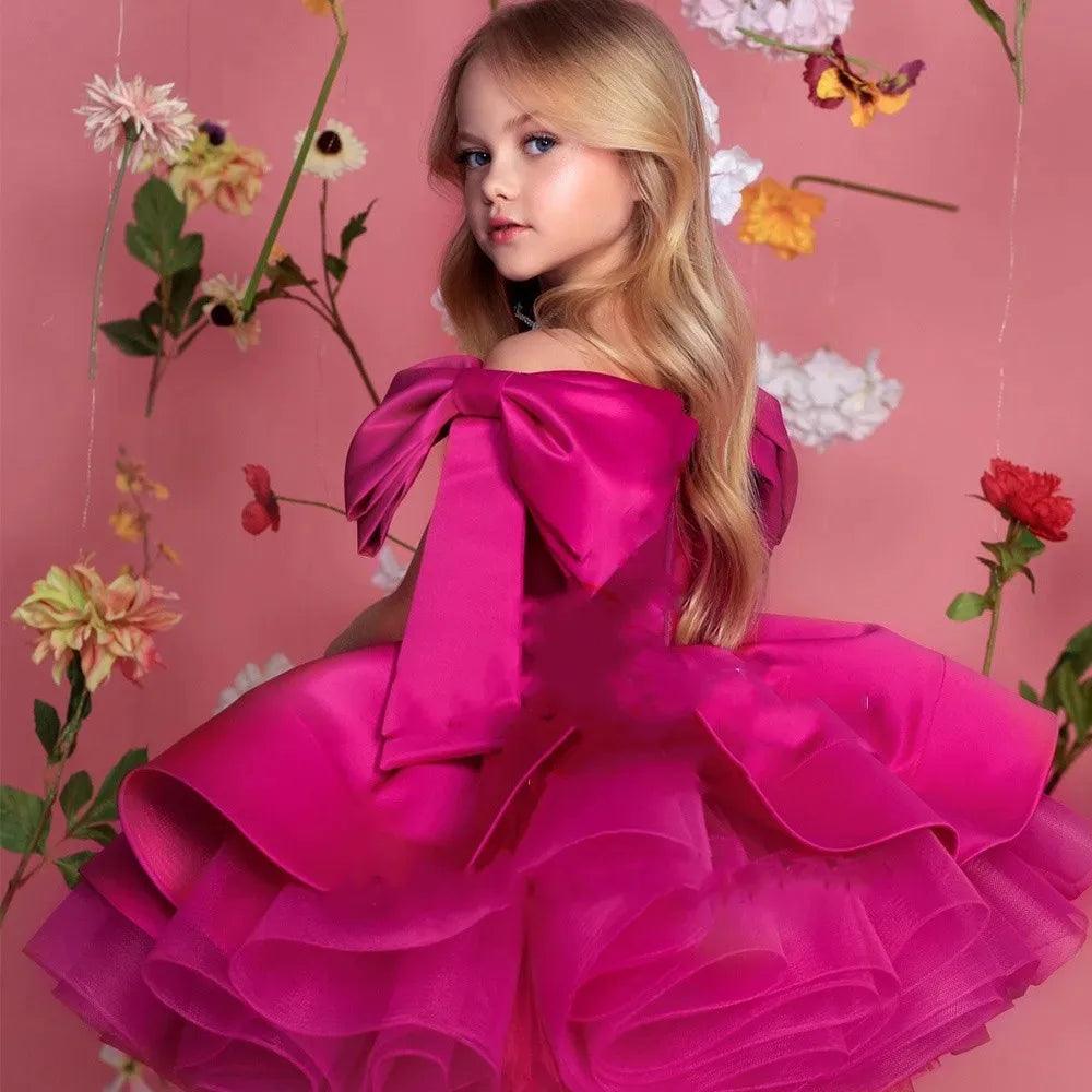 knee length princess dresses Flower Girl Princess Dress Knee Length Toddler 1st Birthday J414B DreamyVow