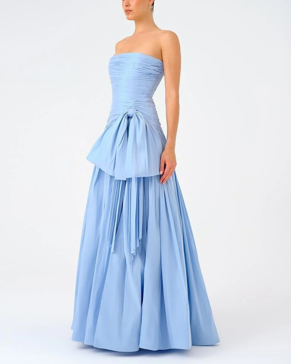 Dubai Luxury A-Line Evening Dress – Strapless, Floor-Length with Bow, Sleeveless Prom & Party Gown for Women