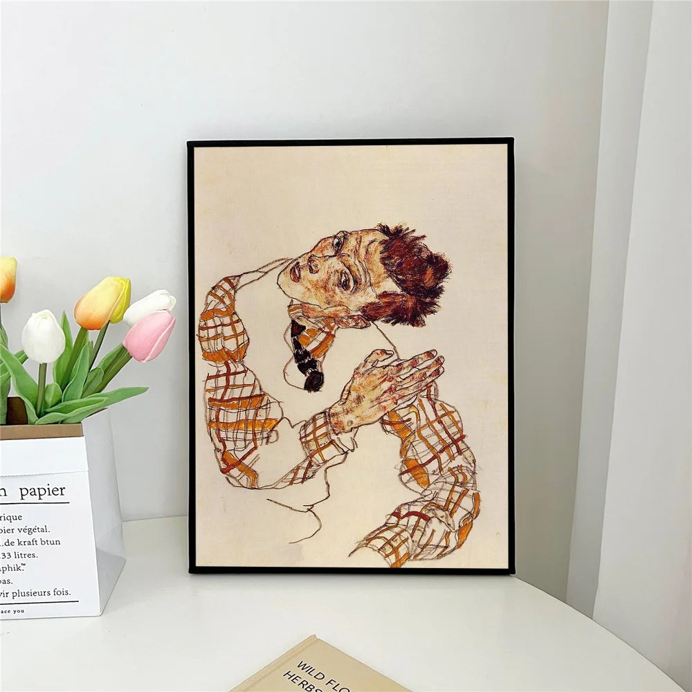 1pc E-Egon S-Schiele Self-adhesive Art Poster Waterproof Paper Sticker Coffee House Bar Room Wall Decor