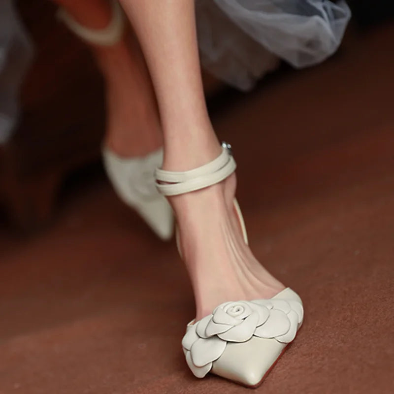 Wedding Party Shoes, Cow Leather, Sexy Heels, Pointed Toe Pumps for Spring & Autumn Daily Wear