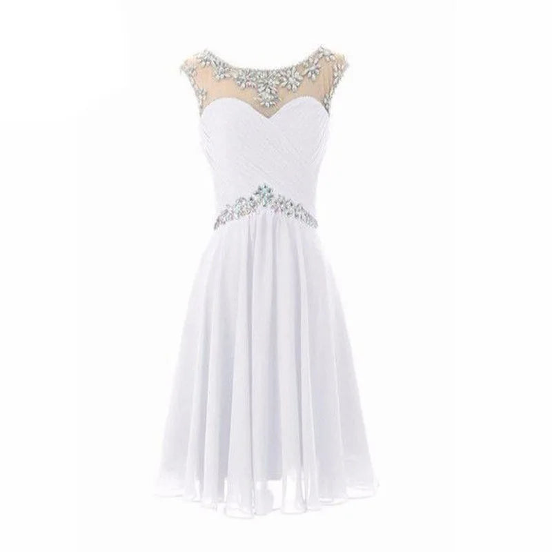 Yellow Chiffon Beaded Crystal Cocktail / Homecoming Dresses