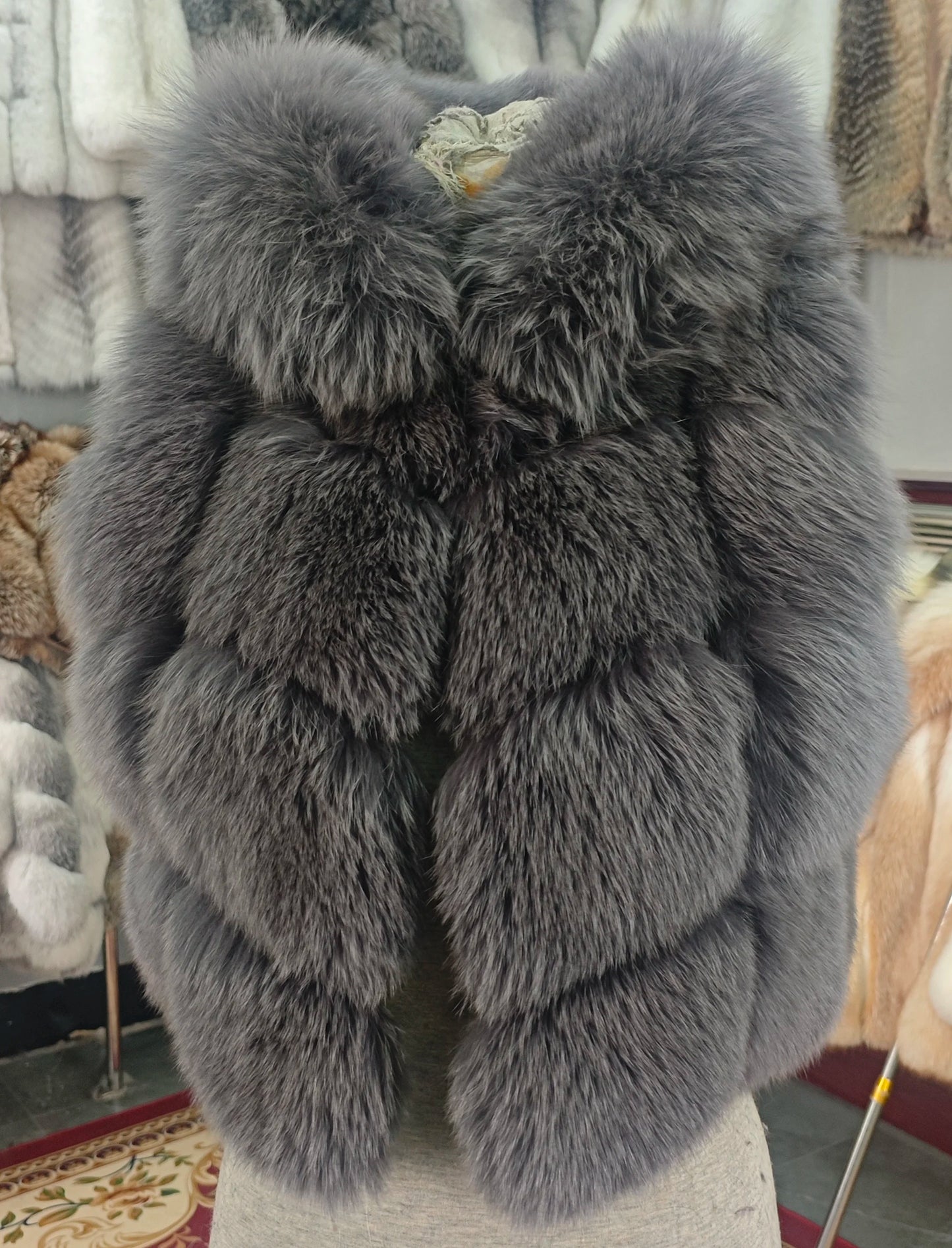 Real Fox Fur Vest Women's Genuine Silver Fox Short Jacket Sleeveless Hooded Fashion Casual Coats