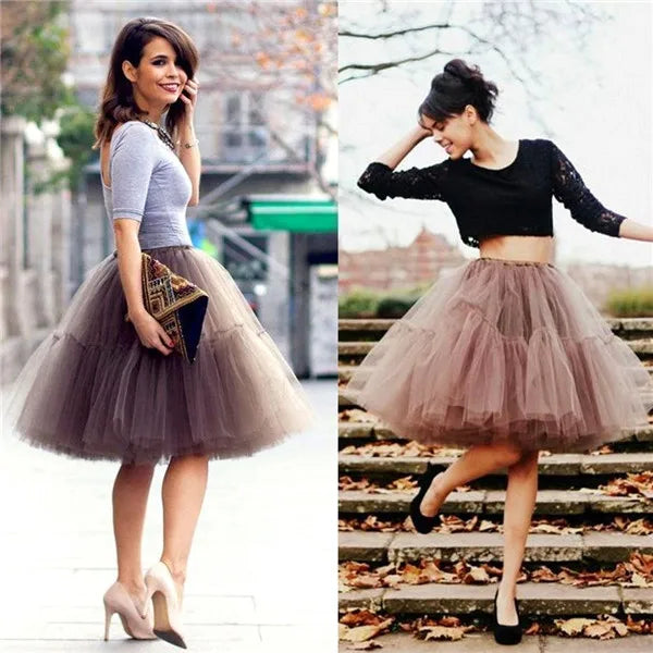 Elegant High Waist Tulle Tutu Skirt – Puffy Mesh Short Pettiskirt for Party, Prom, or Dance - HER SHOP