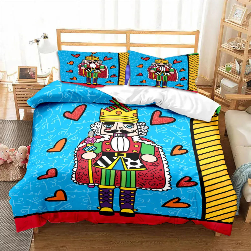 Nutcracker Cartoon Duvet Cover Merry Christmas Navidad Gifts Child Bedroom Decoration Women Men Cartoon Royal Guarder Queen Size