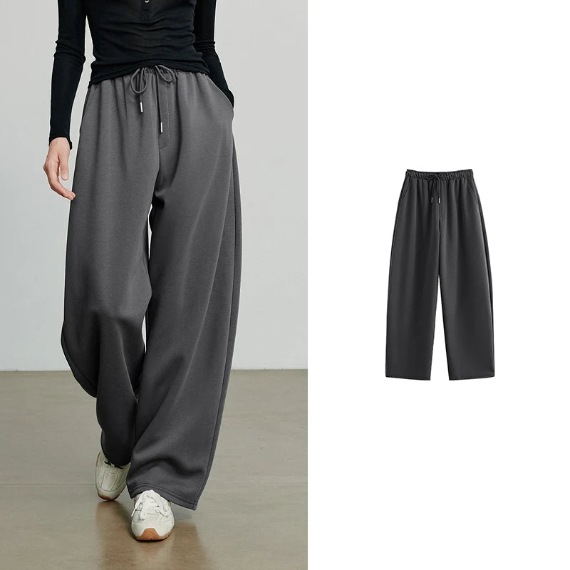 Autumn Elastic Waist Sweatpants – Women’s Wide-Leg Straight Cotton Sports Pants