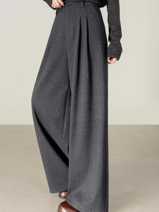 Elegant Knit Wide-Leg Pants – Autumn Office Casual Trousers for Women - HER SHOP