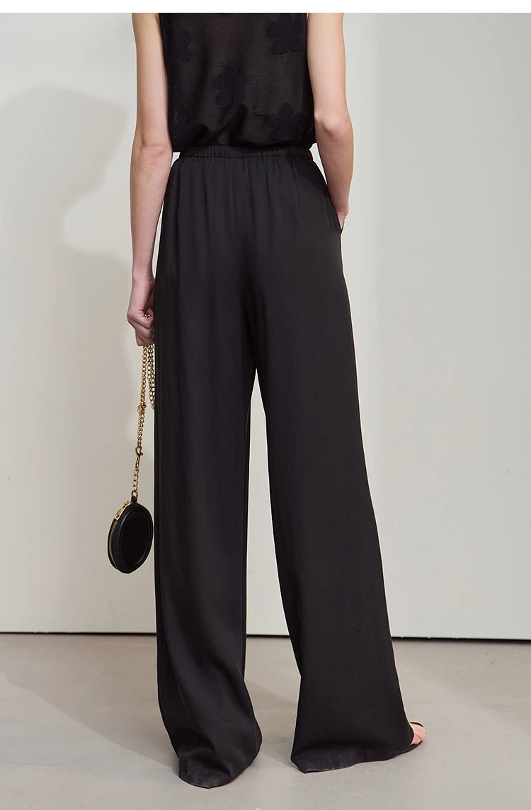 Women’s Solid Drawstring Wide Leg Pants – Casual Loose Full-Length Trousers New Fashion