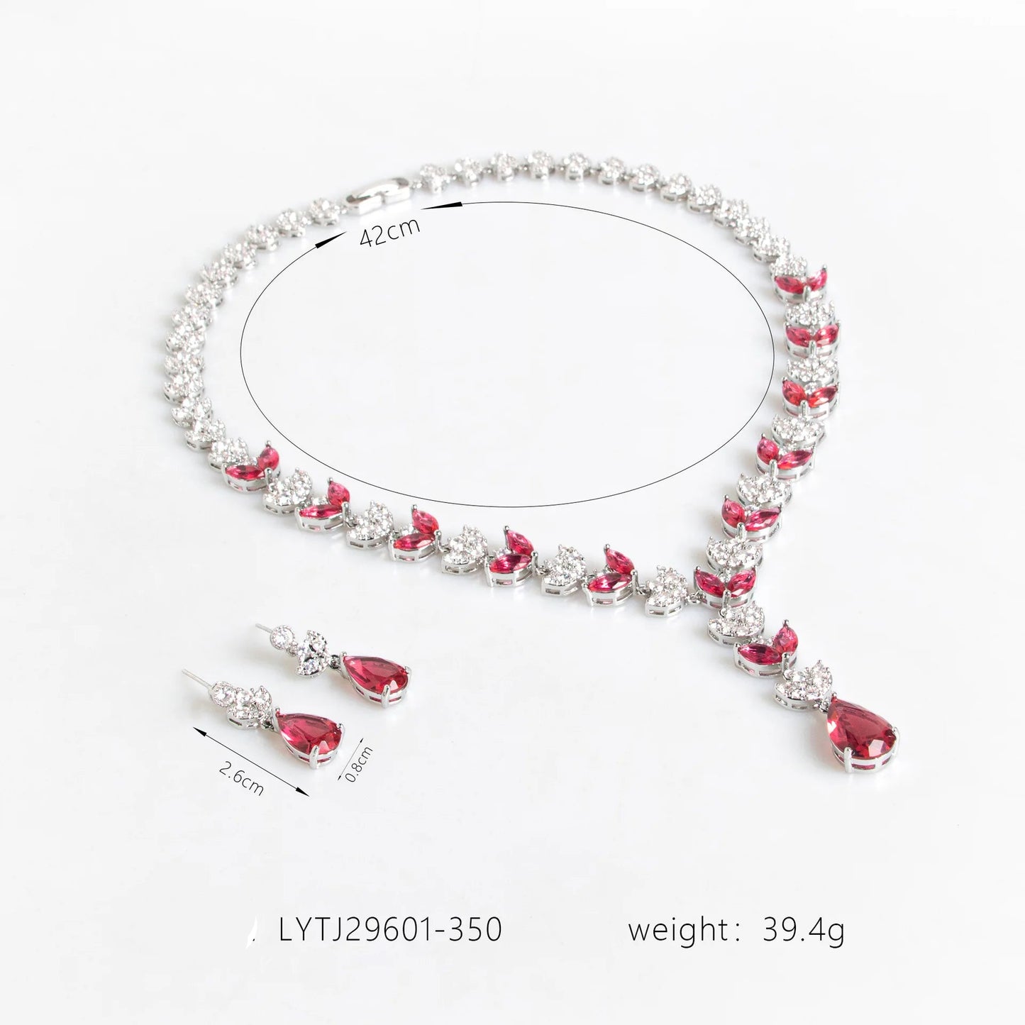 Jewelry set with necklace and earrings on a White background