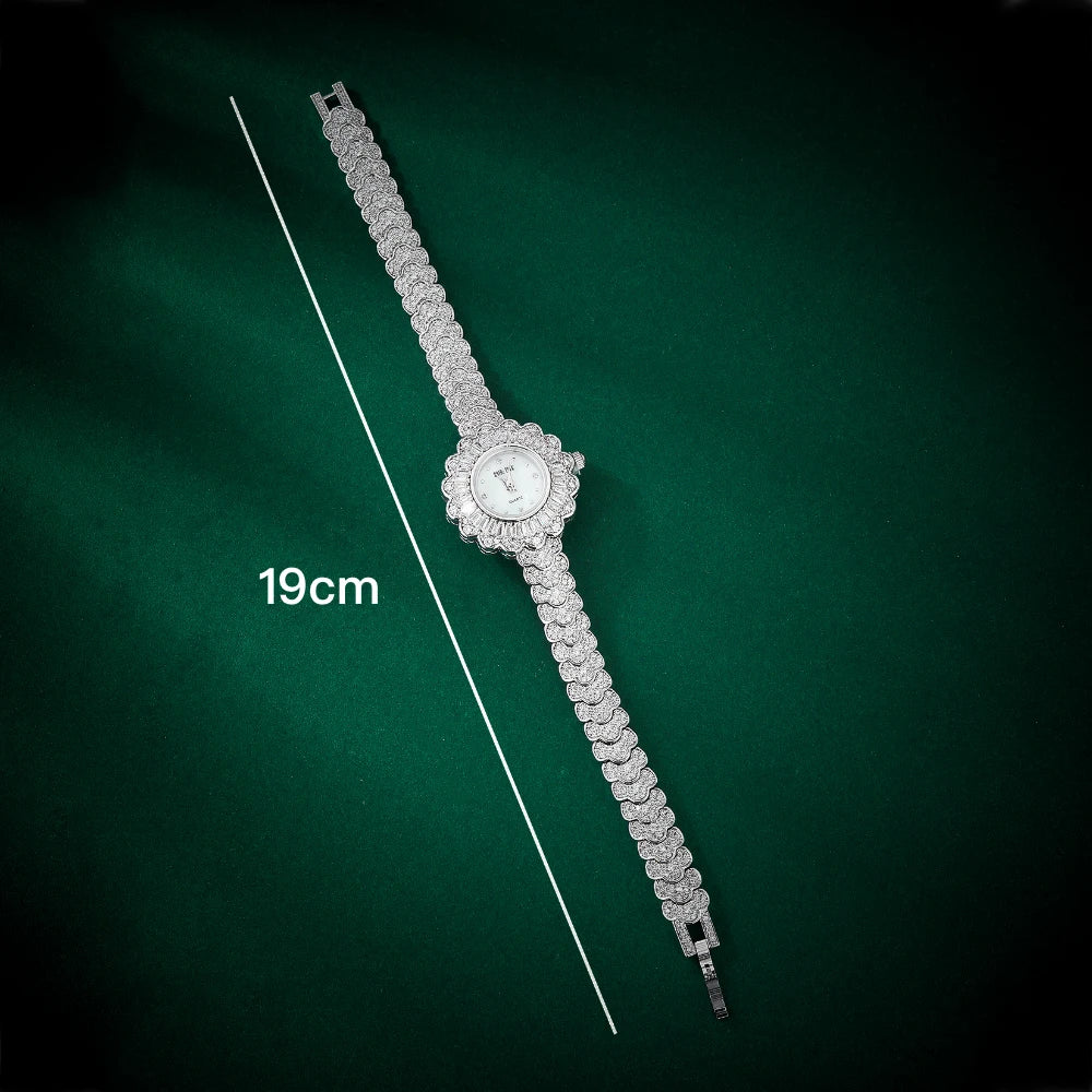 HER JEWELIFE 19cm Length Watch for Women AAA Cubic Zircon Full Crystal Watch for Wedding Party Jewelry Japan Movement Waterproof