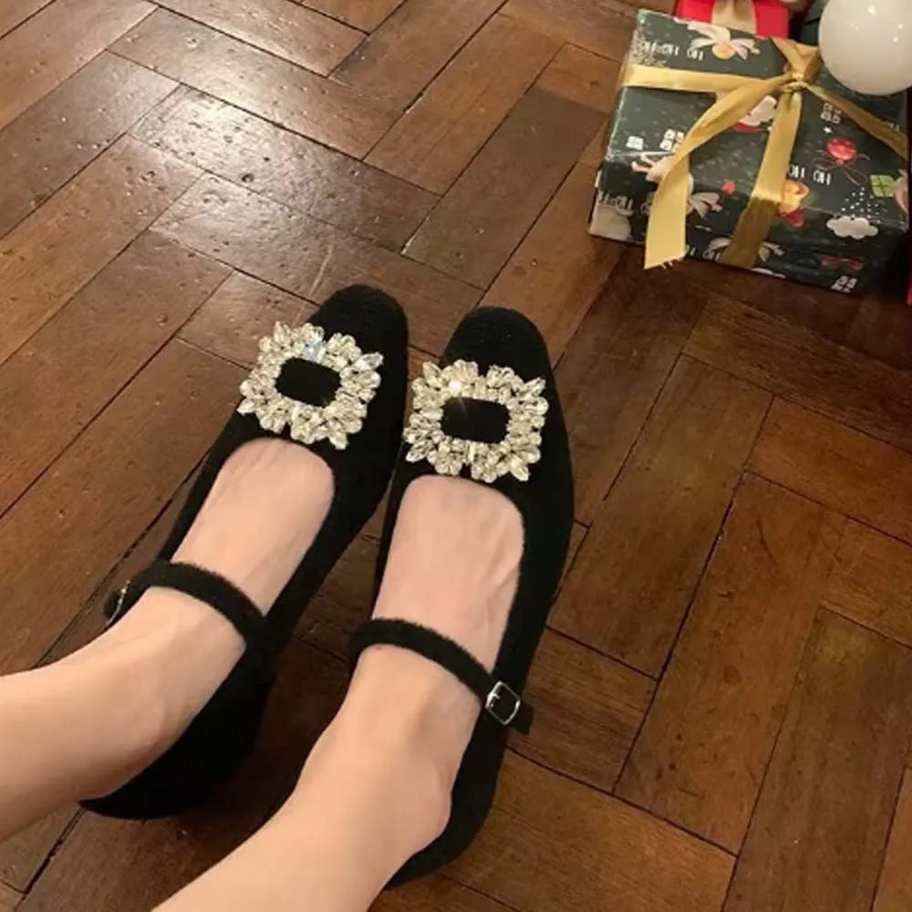 2025 New Spring Autumn Designer Crystal Women's Shoes Fashion Shallow Flat Shoes Simple Outdoor Soft soled Shoes