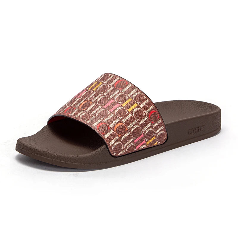 Fashionable Classic Simplicity Women’s Slippers – PVC Material, Letter Print, Outdoor Casual Flat Bottom