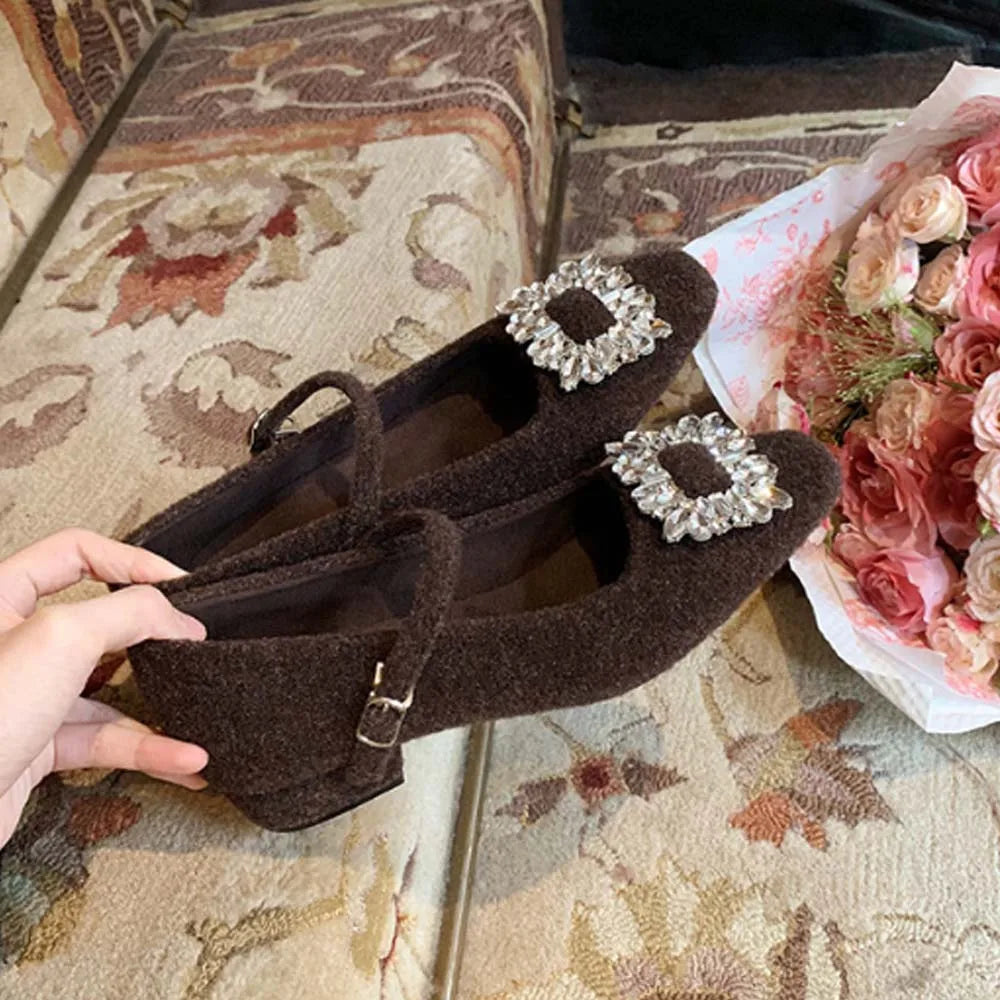 2025 New Spring Autumn Designer Crystal Women's Shoes Fashion Shallow Flat Shoes Simple Outdoor Soft soled Shoes