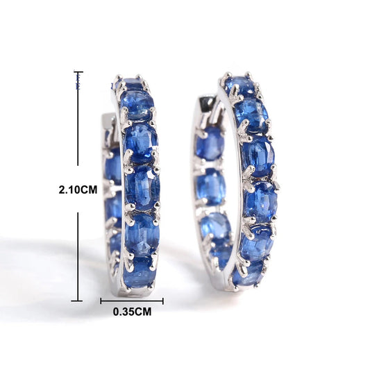 Classic design Natural blue Kyanite earrings 925 silver fine jewelry light luxury elegant birthday gifts for women and girls - HER SHOP
