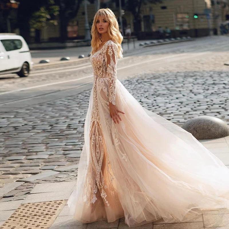 Custom Made 2-in-1 White Princess Luxury Wedding Dress Detachable Tr HER SHOP Custom Made 2-in-1 White Princess Luxury Wedding Dress Detachable Tr HER SHOP