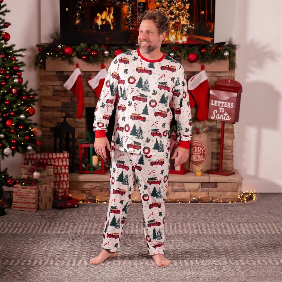 Casual Winter Cotton Family Matching Christmas Pajamas – Parent-Child Sleepwear & Couple Loungewear Sets