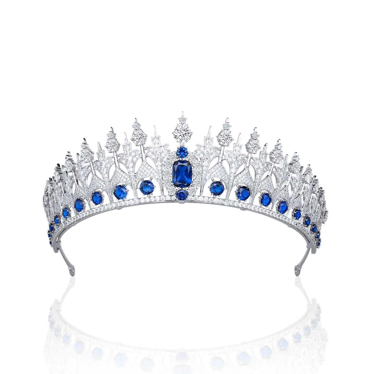Zirconia Dutch Sapphire Replica Tiara Blue Crystal Queen Tiara for Women | Royal Wedding & Formal Hair Accessory