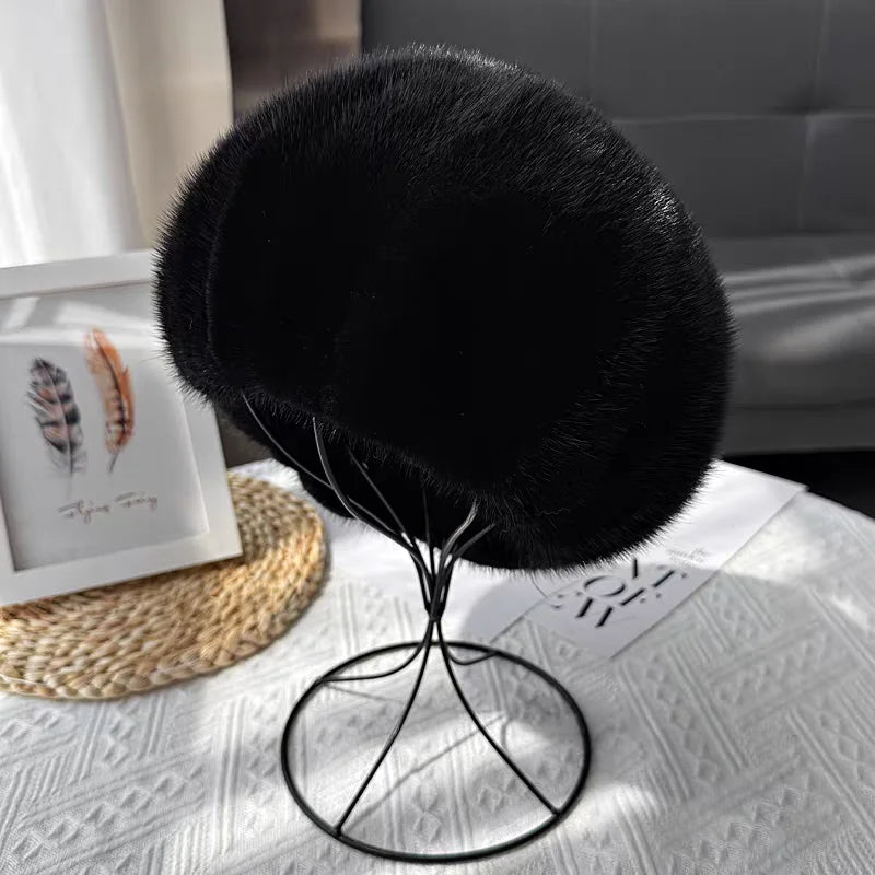 Women's New Mink Fur Hats Warm Winter Fashion Ladies Russian Hats Real Mink Fur Cap Hats Cool Beanie