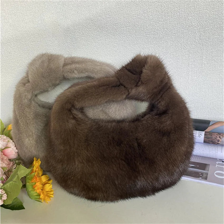 Luxury Real Mink Fur Handbag – Women’s Leather Party & Evening Bag