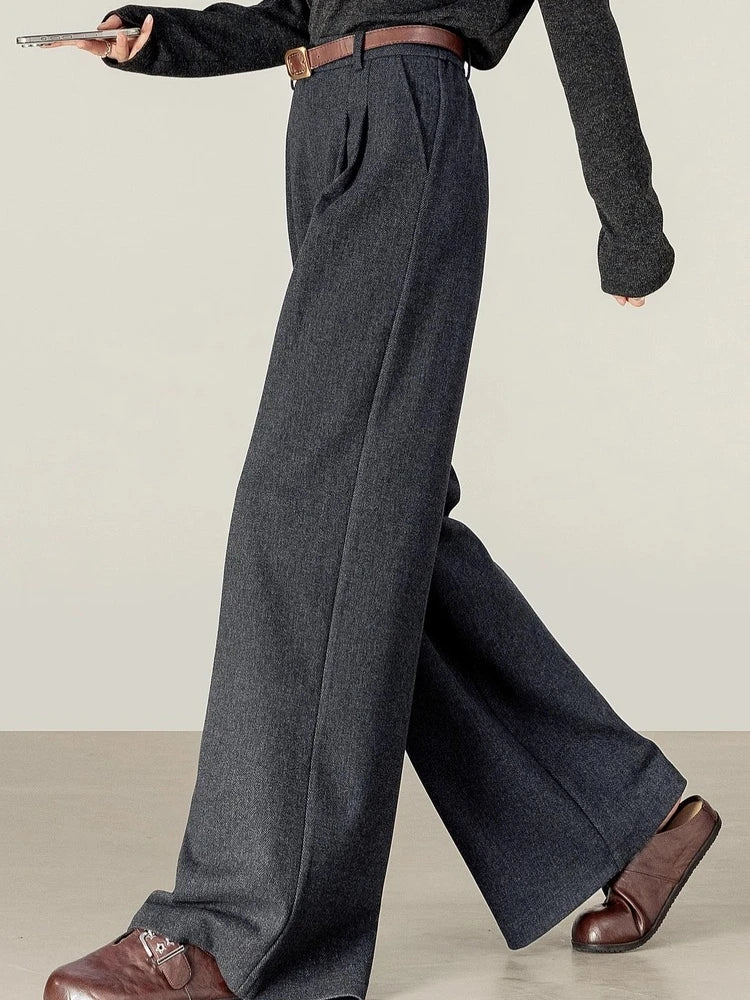 Elegant Knit Wide-Leg Pants – Autumn Office Casual Trousers for Women
