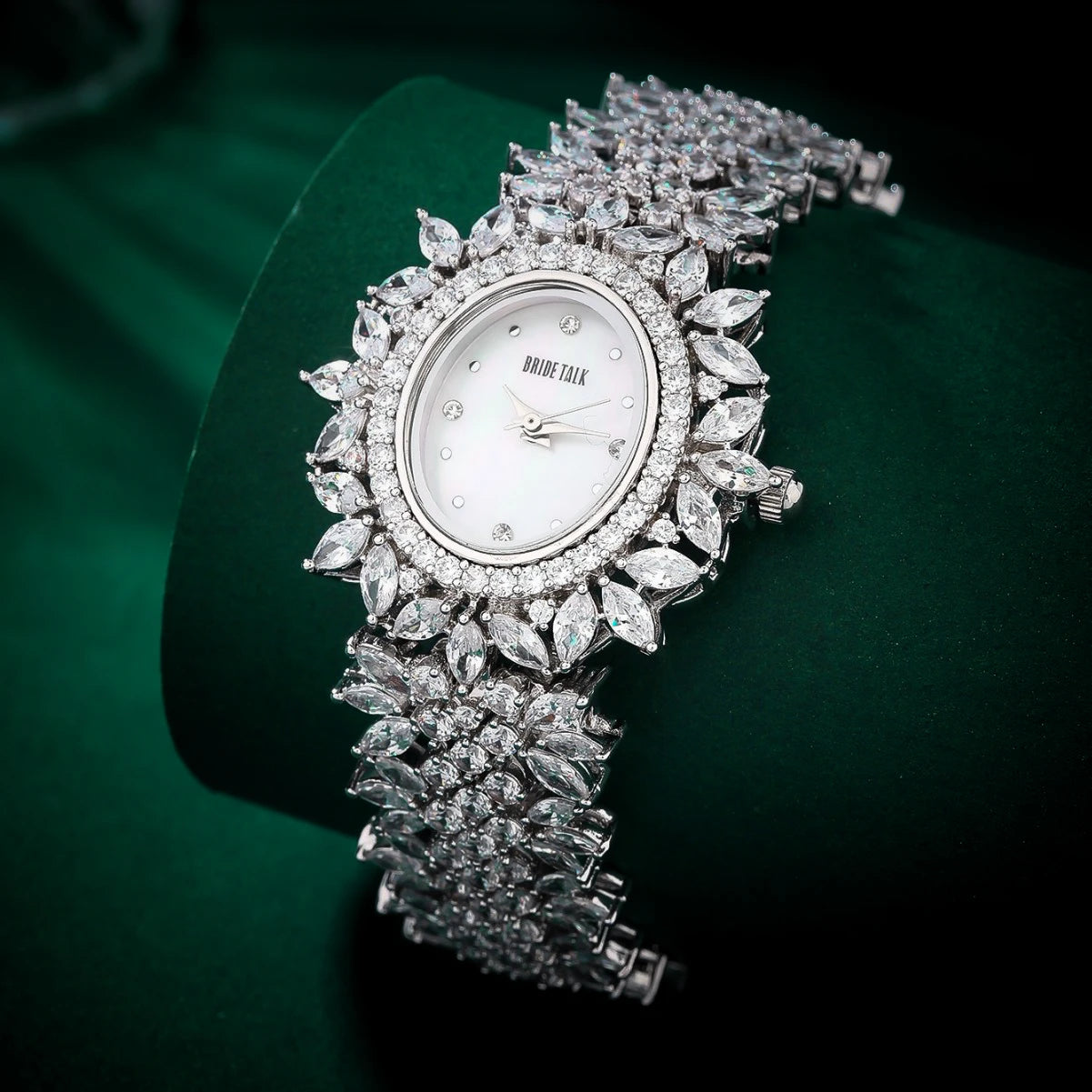 HER JEWELIFE 19cm Length Watch for Women AAA Cubic Zircon Full Crystal Watch for Wedding Party Jewelry | Japan Movement | Waterproof
