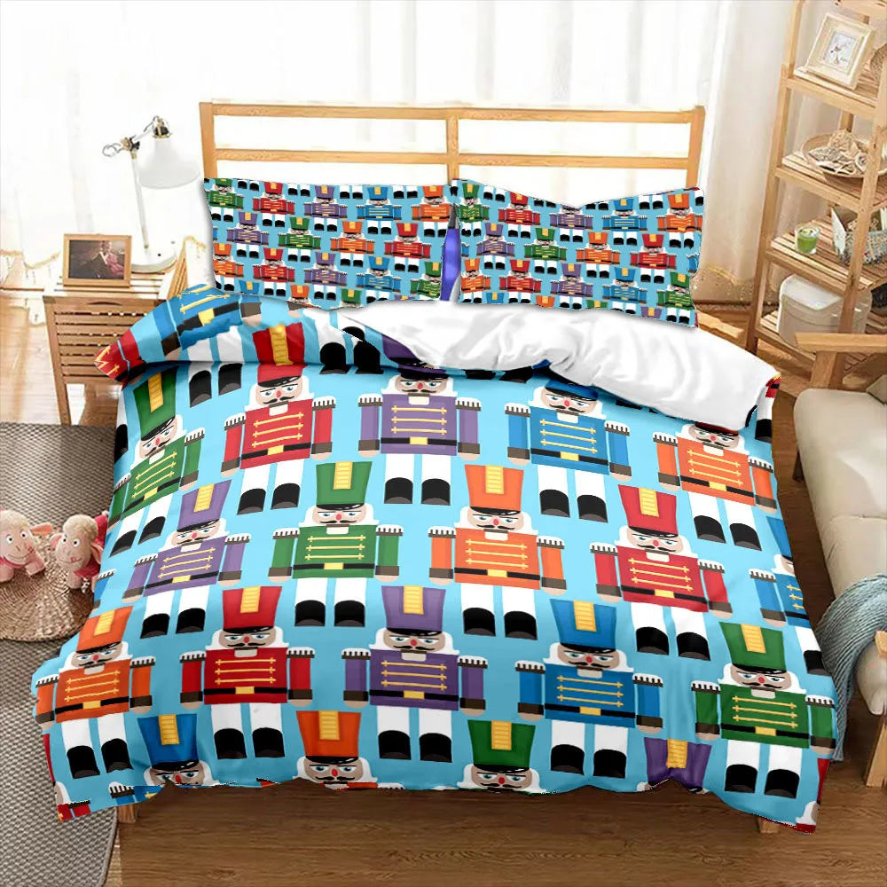 Nutcracker Cartoon Duvet Cover Merry Christmas Navidad Gifts Child Bedroom Decoration Women Men Cartoon Royal Guarder Queen Size