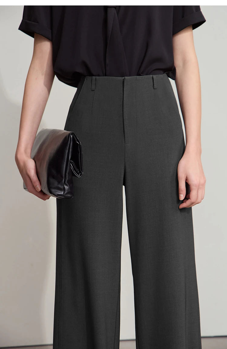 Elegant Minimalist Office Wide Leg Pants – Women’s Luxury Casual Loose Straight Trousers 2025 New Collection