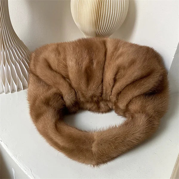 Women’s Real Mink Fur Luxury Shoulder Bag – Large Capacity Leather Crossbody Handbag
