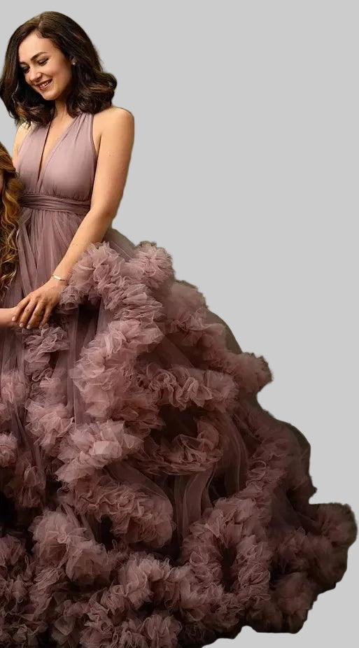 Mommy and Me Matching Dress Puffy Tulle Tiered Ruffles Mother and Daughter Dresses for Party or Photoshoot Family Look Ball Gown