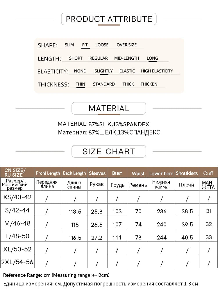 Minimalism Silk Dress for Women  -  Summer Light Luxury Lapel Half Placket Stretch Long Shirt Dress